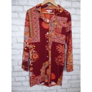 $150 Johnny Was Dragonia Long Sleeve Sleep Shirt Nightgown XS NEW